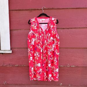 Red tropical print shift dress